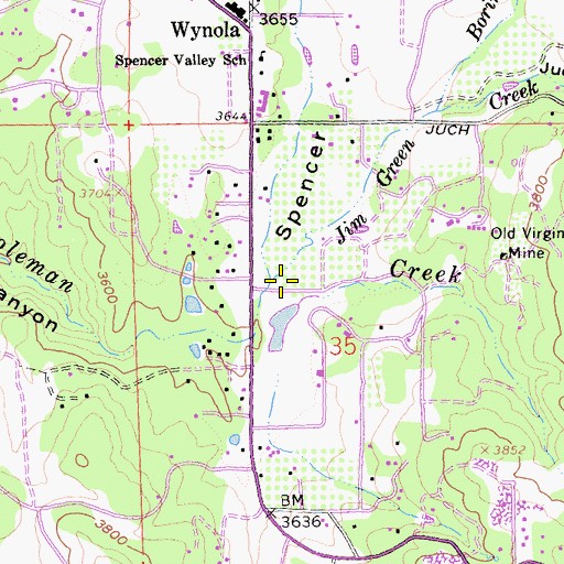 Topographic Map of Jim Green Creek, CA