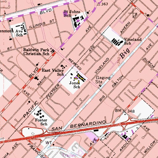 Topographic Map of Charles D Jones Junior High School, CA