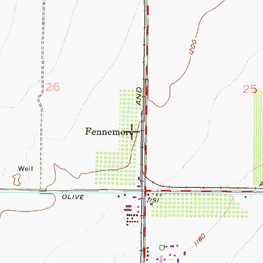 Topographic Map of Fennemore, AZ