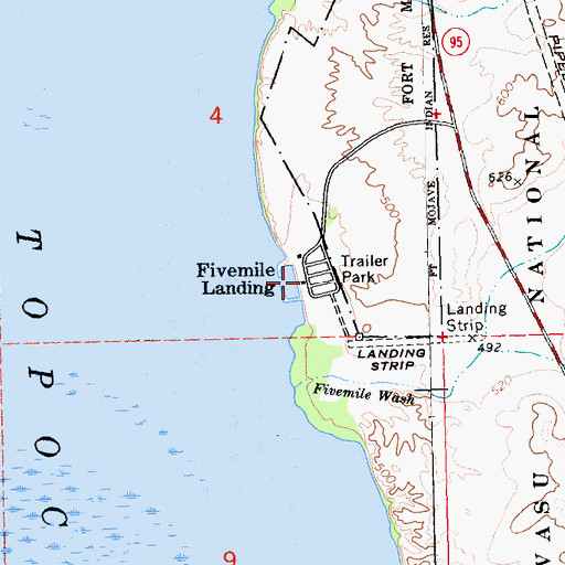 Topographic Map of Fivemile Landing, AZ