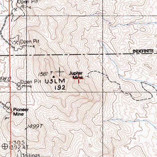 Topographic Map of Jupiter Mine, CA