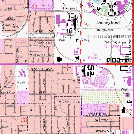 Topographic Map of Katella School, CA