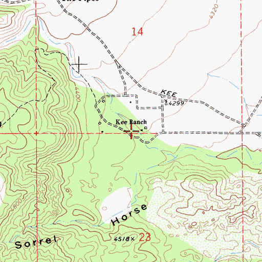 Topographic Map of Kee Ranch, CA