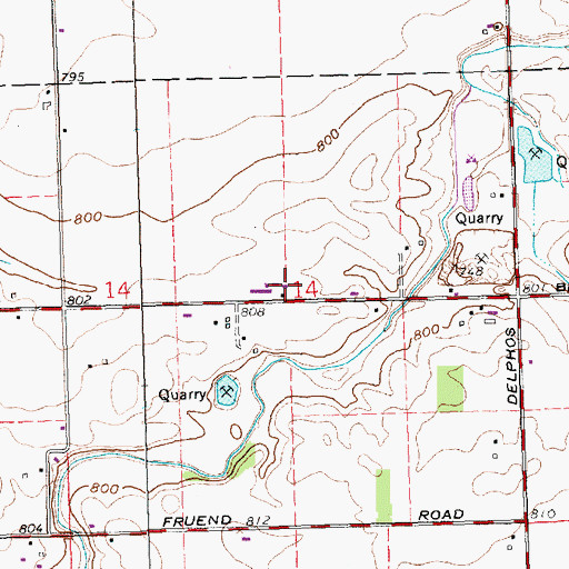 Topographic Map of Youngpeter Airport, OH