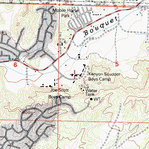 Topographic Map of Kenyon Scudder Boys Camp, CA