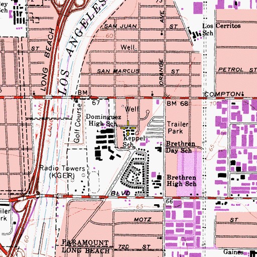 Topographic Map of Mark Keppel Elementary School, CA
