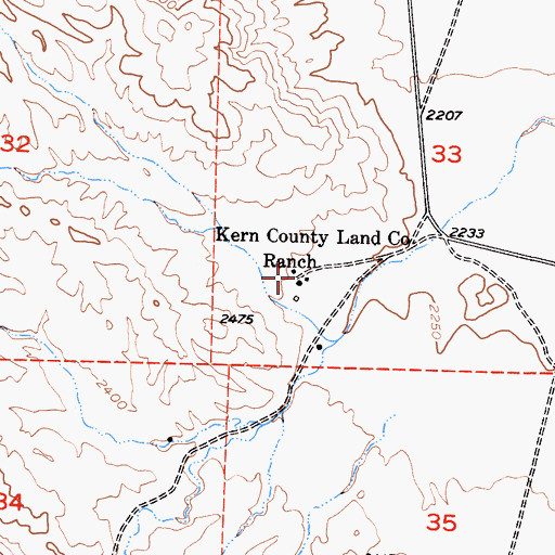Topographic Map of Kern County Land Company Ranch, CA