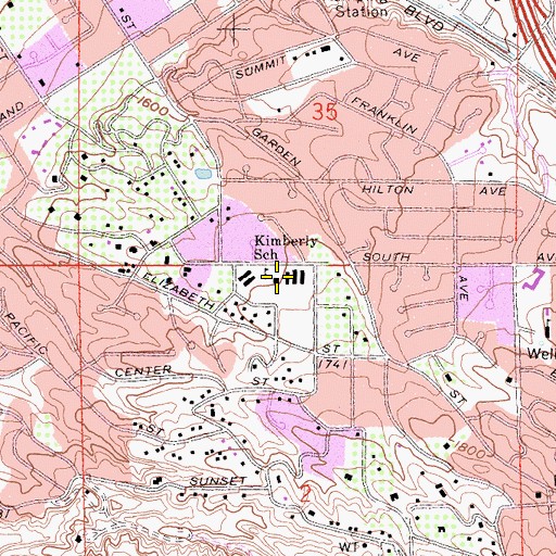 Topographic Map of Kimberly Elementary School, CA