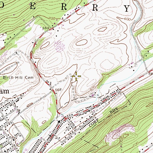 Topographic Map of Mc Cardle Farm Airport, PA