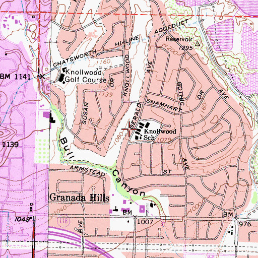 Topographic Map of Knollwood Elementary School, CA
