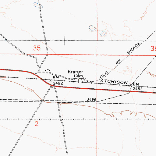 Topographic Map of Kramer Cemetery, CA