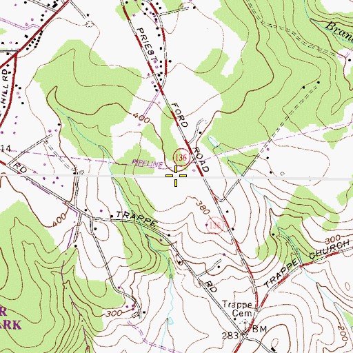 Topographic Map of Moxley's Airport, MD