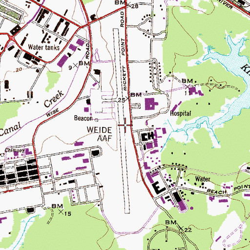 Topographic Map of Weide Army Heliport (Aberdeen Proving Ground), MD