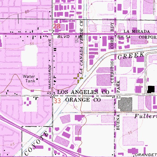 Topographic Map of La Canada Verde Creek, CA