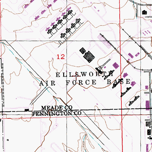 Topographic Map of Ellsworth Air Force Base, SD
