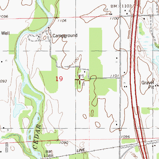 Topographic Map of Rice Lake Regional Airport - Carl's Field, WI