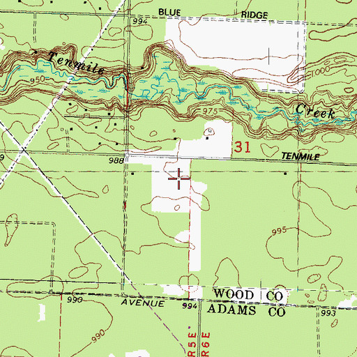 Topographic Map of Jennie's Field, WI