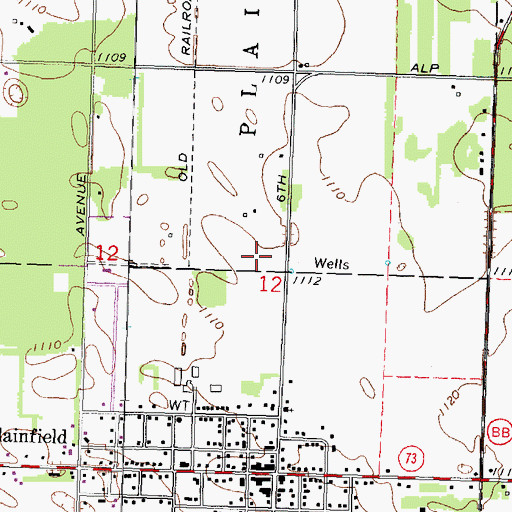 Topographic Map of Plainfield International Airport, WI