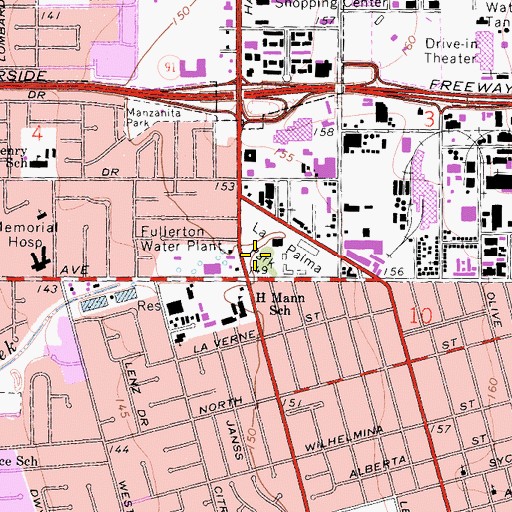 Topographic Map of La Palma Park, CA