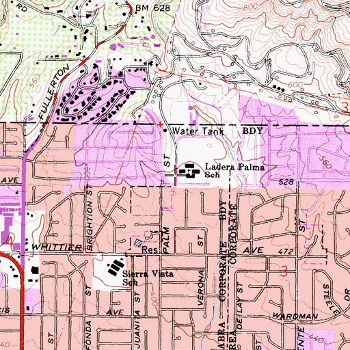 Topographic Map of Ladera Palma Elementary School, CA