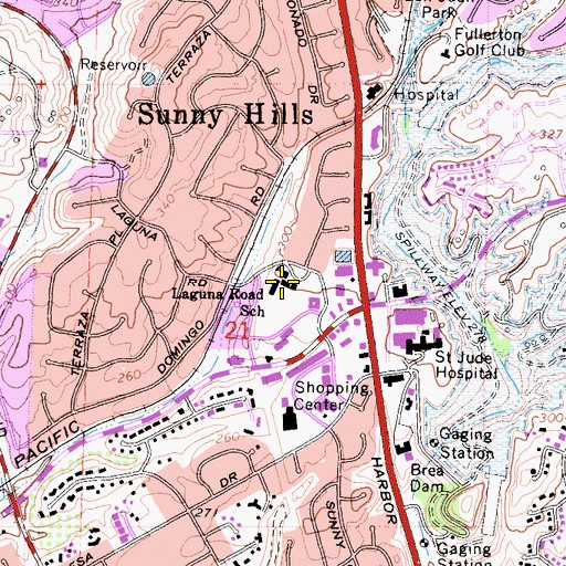 Topographic Map of Laguna Road School, CA