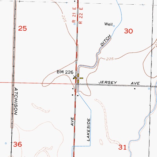Topographic Map of Lakeside Ditch, CA