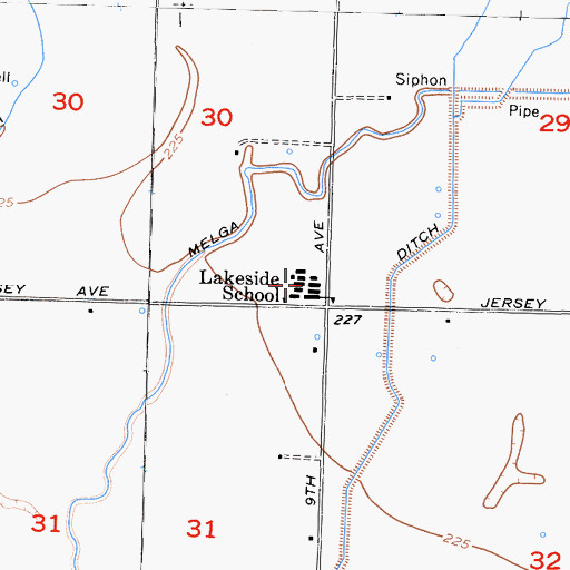 Topographic Map of Lakeside Elementary School, CA