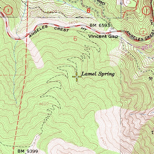 Topographic Map of Lamel Spring, CA