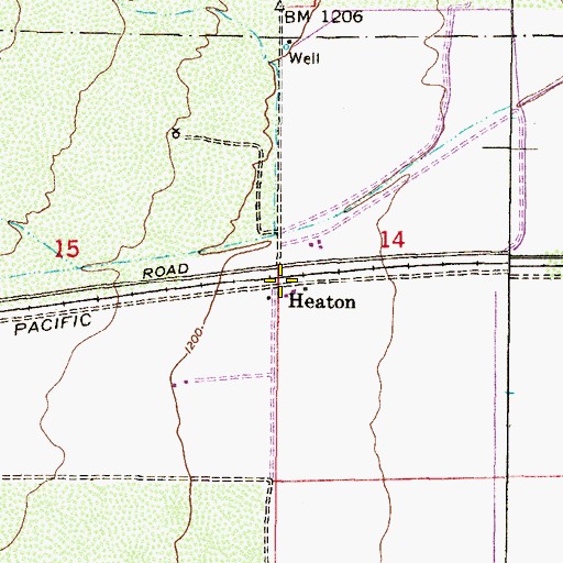 Topographic Map of Heaton, AZ