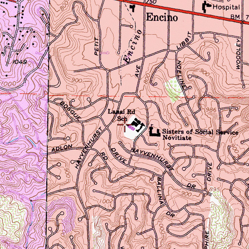Topographic Map of Lanai Elementary School, CA