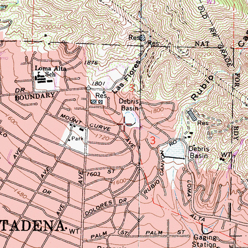 Topographic Map of Las Flores Canyon, CA