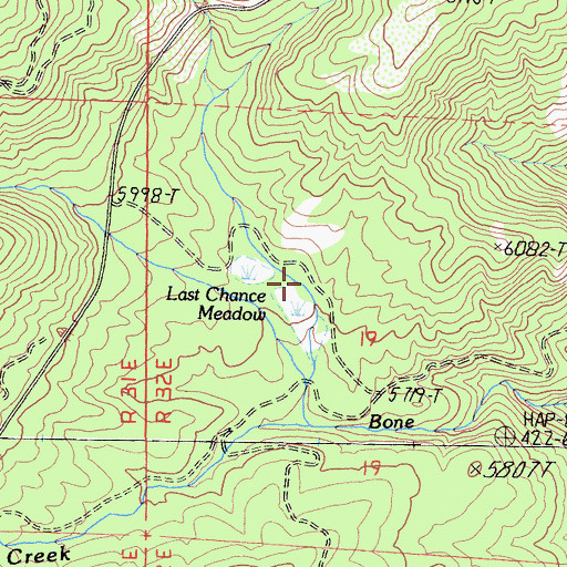 Topographic Map of Last Chance Meadow, CA