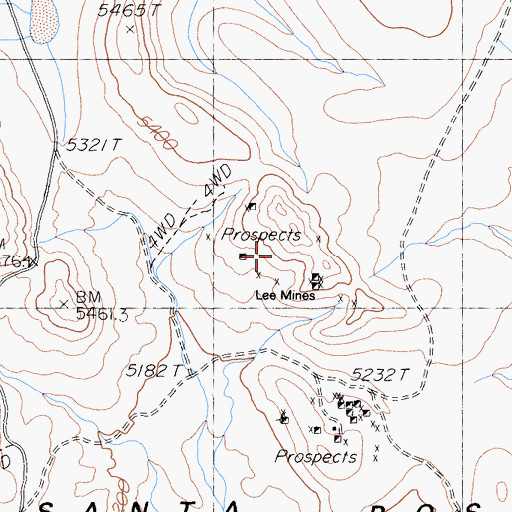 Topographic Map of Lee Mines, CA