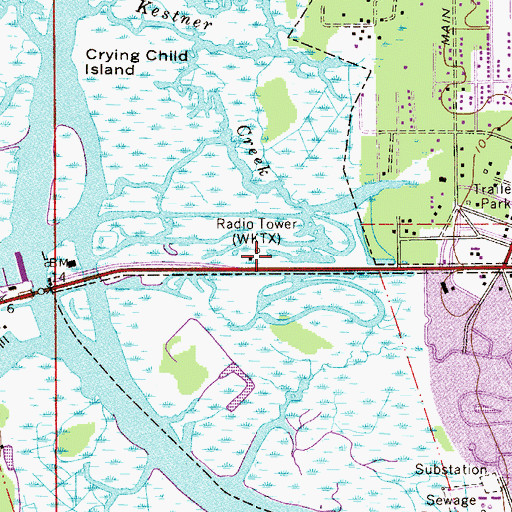 Topographic Map of WQOP - AM (Atlantic Beach), FL