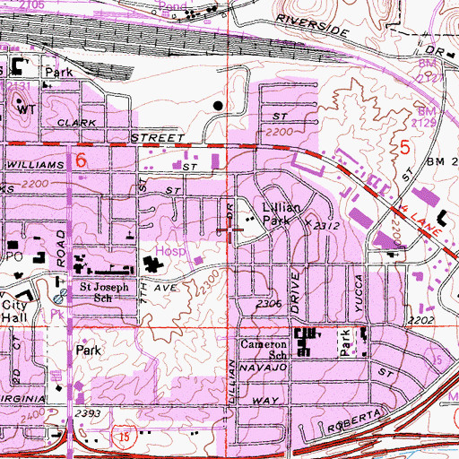 Topographic Map of Lillian Park, CA
