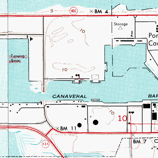 Topographic Map of Canaveral Port Authority Dolphin Road Mooring Wharf, FL
