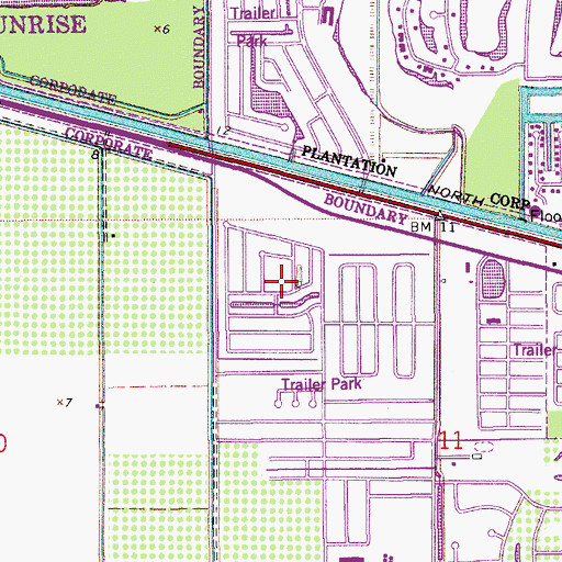 Topographic Map of Sunshine Village Mobile Home Park, FL