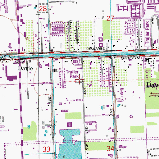 Topographic Map of Ponderosa Mobile Park, FL