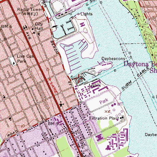 Topographic Map of Daytona Marina, FL