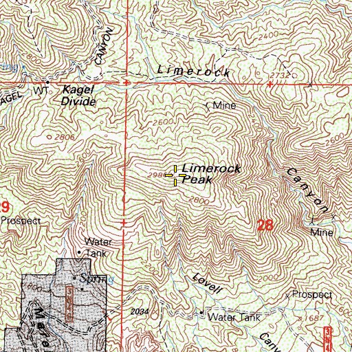 Topographic Map of Limerock Peak, CA
