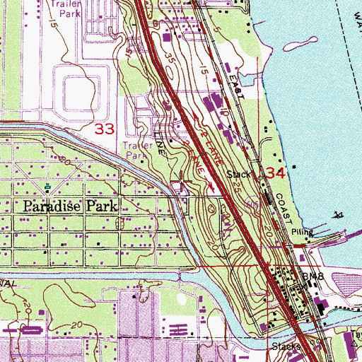 Topographic Map of Glen Oaks Mobile Home Park, FL