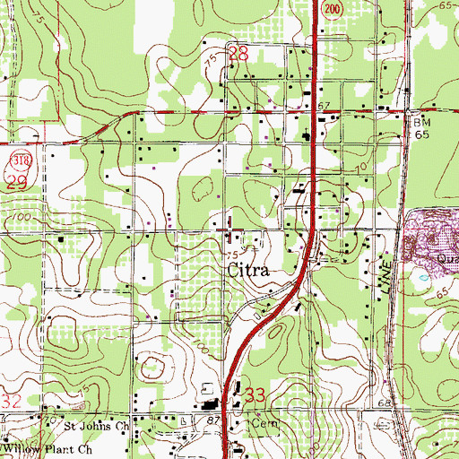Topographic Map of First United Methodist Church of Citra, FL