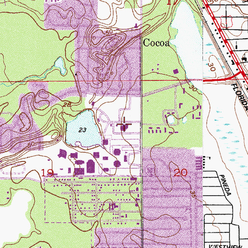 Topographic Map of Brevard Community College Cocoa Campus Clark Maxwell Jr Lifelong Learning Center, FL