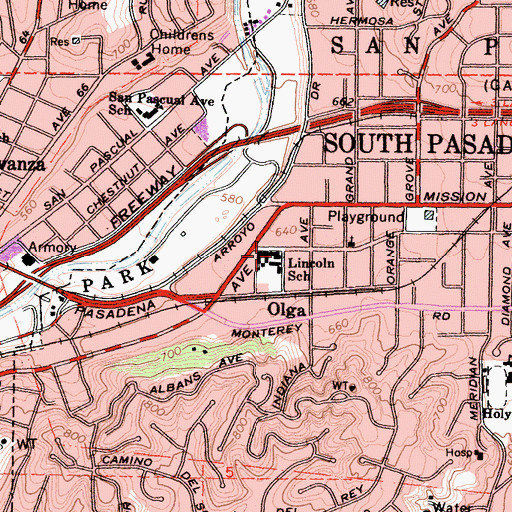 Topographic Map of Arroyo Vista Elementary School, CA