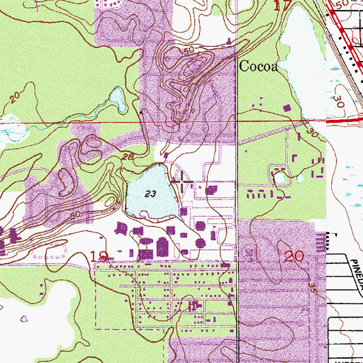 Topographic Map of Brevard Community College - University of Central Florida Joint Use Library Resource Center, FL