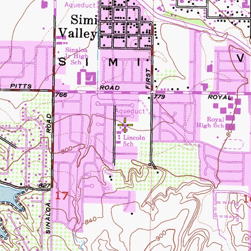 Topographic Map of Lincoln Elementary School, CA