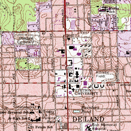 Topographic Map of Deland Museum of Art, FL
