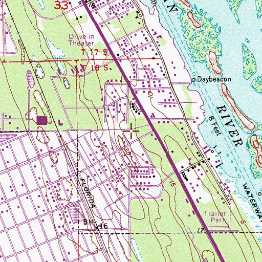 Topographic Map of Edgewater Public Library, FL