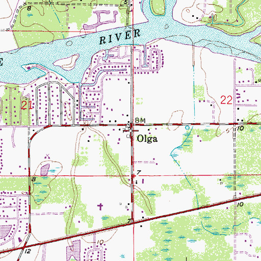 Topographic Map of Olga Community Center, FL