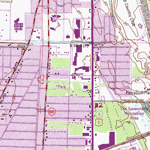 Topographic Map of First Church of the Nazarene of Fort Pierce, FL